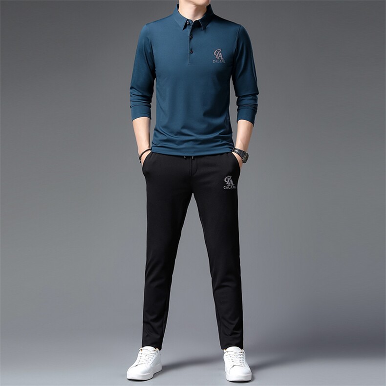 中年运动套装男春秋季2023新款套头卫衣两件套翻领中老年休闲服装图片