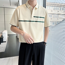 轻熟风翻领短袖商务韩版Polo衫设计感保罗衫PL57/P50特，男装Polo衫，电商A243