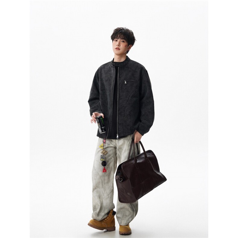秋冬PU棒球服夹克痞帅百搭情侣外套LJ496P58,男装夹克,星座1112-1