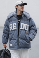 冬季加绒加厚连帽棉衣刺绣潮牌棉服外套港风男女8151-P145控价188，男装棉衣，电商A441-1
