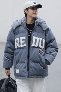 冬季加绒加厚连帽棉衣刺绣潮牌棉服外套港风男女8151-P145控价188图片