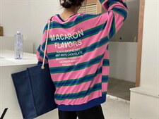 春季新款条纹大版休闲卫衣，女装卫衣/绒衫，JIAN.Z 简.站