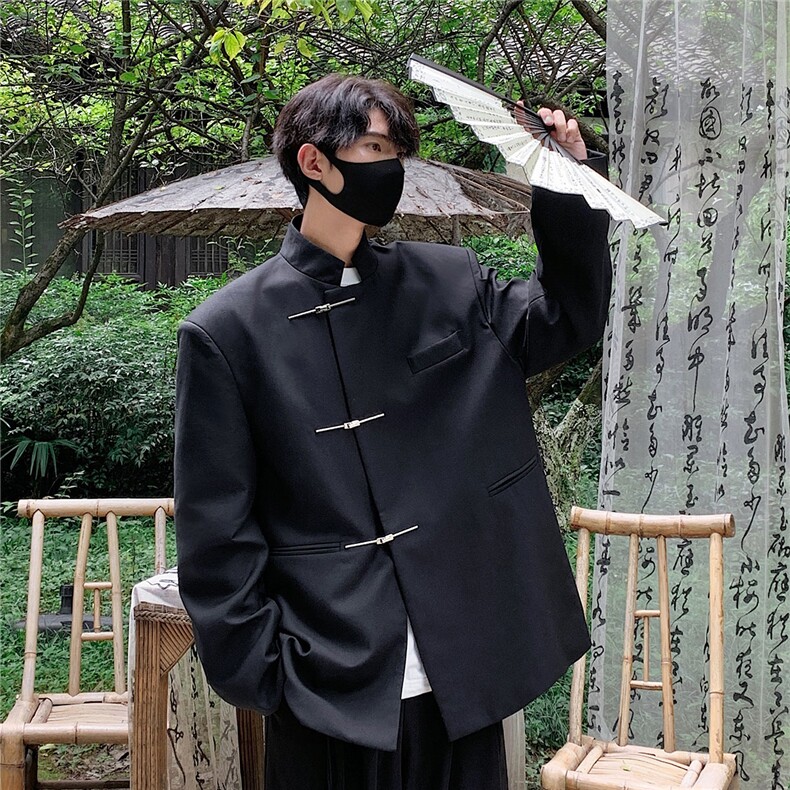 1新中式M-5XL大码96%聚酯纤维4%氨纶金属搭扣西服XF77858P85控138，男装西服，星座226-2