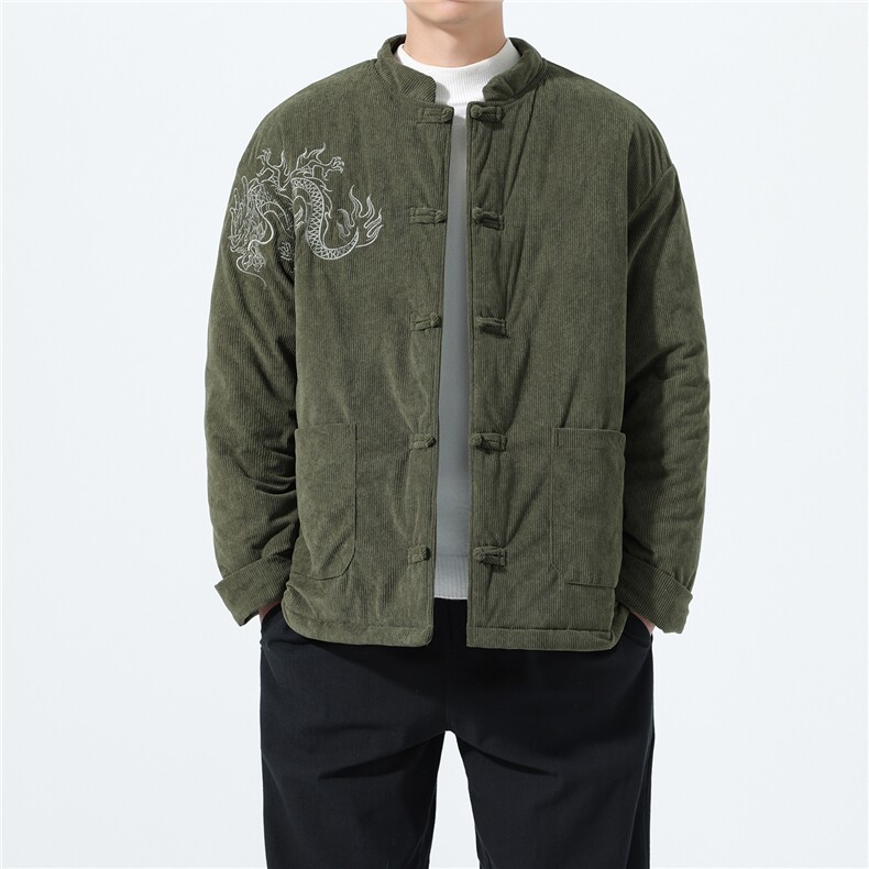 风立领灯芯绒棉衣男加厚潮盘扣棉衣xz815-9885-P185，男装棉衣，星座815（原A203）