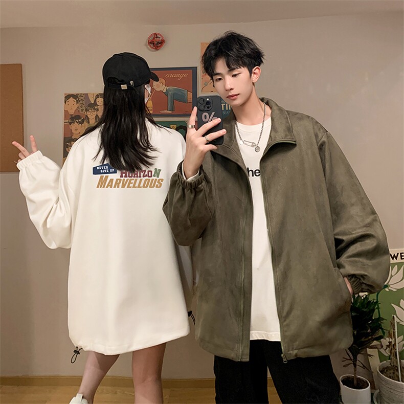 麂皮绒夹克男大码立领褂子外套JK85384-P68加绒款-P78,男装夹克,电商A040