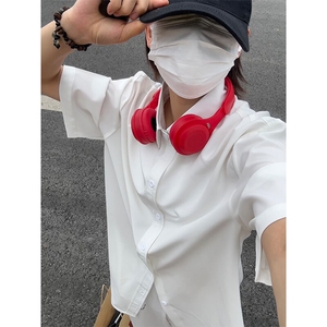 薄款冰丝短袖衬衫男简约纯色垂感休闲痞帅衬衣 CS288-P20图片