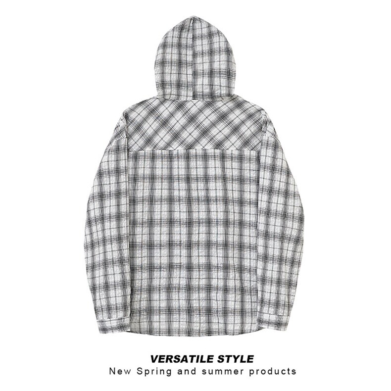 高品质格纹连帽衬衫防晒衣CS08P45,男装防晒衣,电商A073