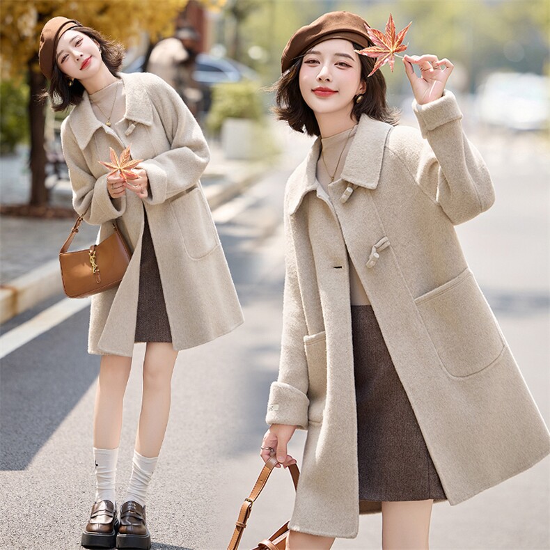 2025秋冬新款气质百搭羊毛外套双面呢大衣，女装双面呢大衣，半夏