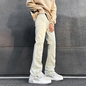 阔腿牛仔裤男宽松学生显瘦春夏高腰设计感ins直筒长裤潮YD754-P50图片