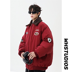 港风字母刺绣双开拉链翻领保暖棉服男女XZ213-MY9355-P148控168，男装棉衣，星座213