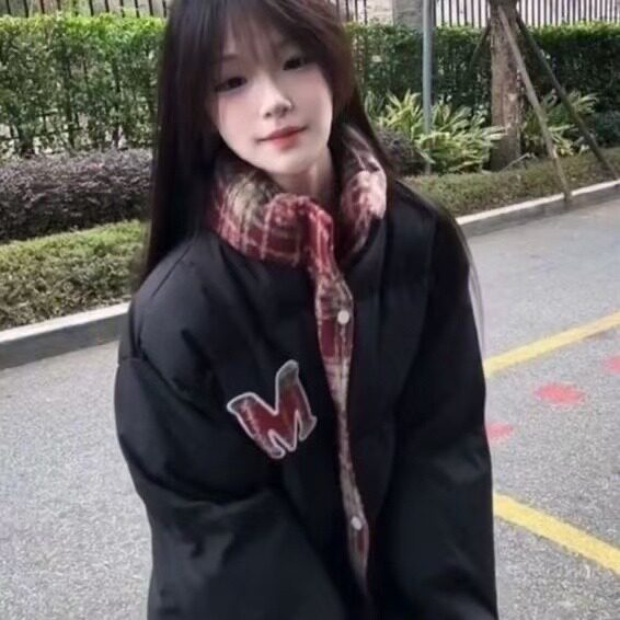 美式复古拼接格子棉衣棉袄2025新款保暖宽松加厚面包服,男装棉衣,星座1210-1