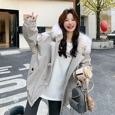 新款！赵露思同款真狐狸毛派克服工装外套2C133-6005-P275-K398，女装派克服，2C133