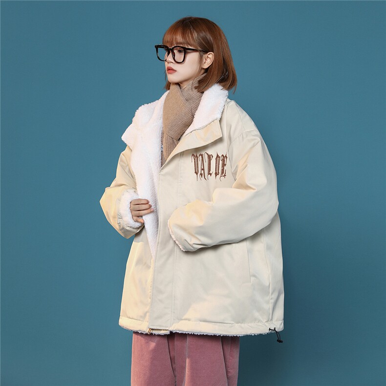 中性22冬季新款两面穿羊羔毛拼接立领保暖棉衣外套MY229P135控168,男装棉衣,A247A
