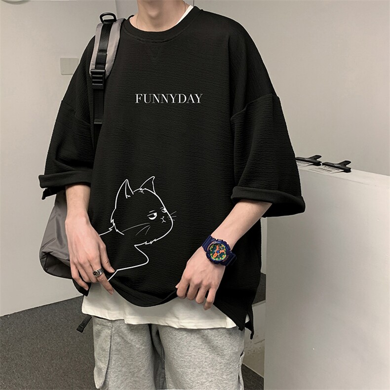 Q11149-P30春夏季七分袖t恤男大码五分袖男短袖中袖,男装T恤,电商A040