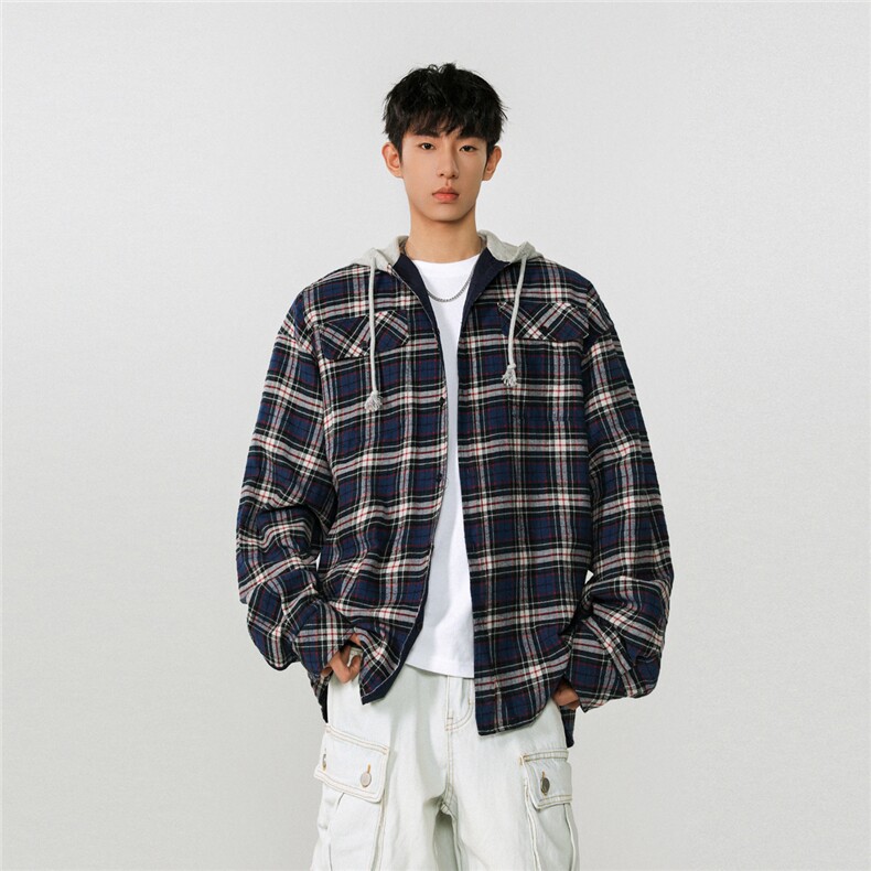 1连帽大码M-5XL衬衫男大身100%棉帽子100%聚酯纤维CS77918P60控98,男装衬衫,星座226-2