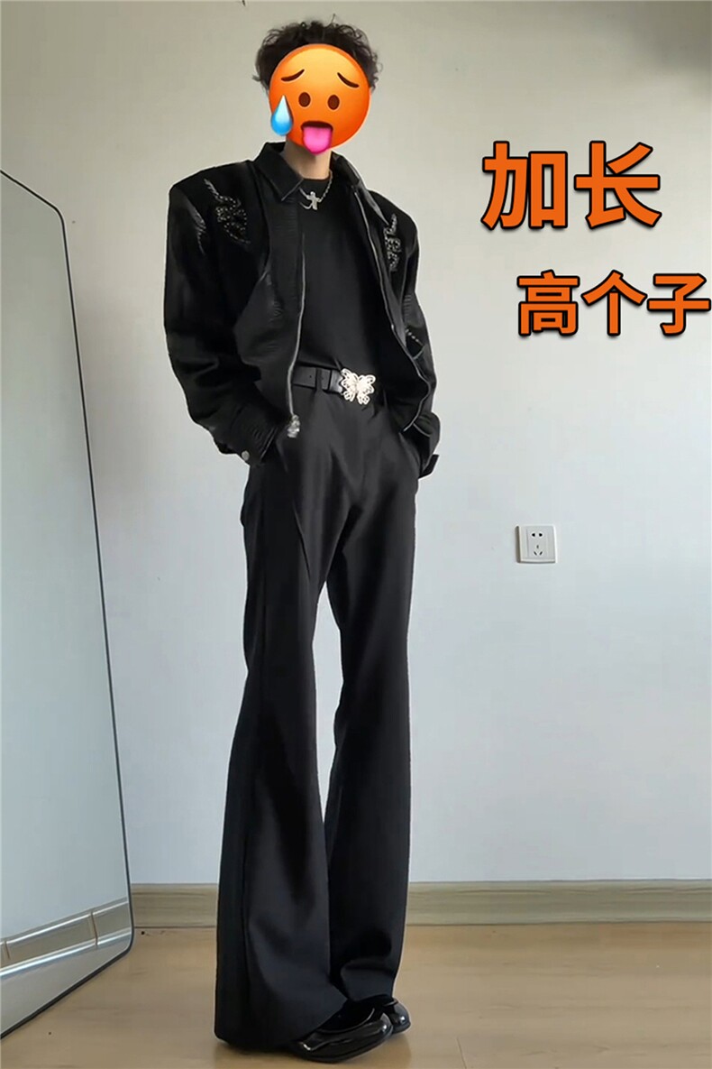网图cleanfit黑色微喇西裤美式高街裤子男直筒休闲西装裤KZ058P50,男装西服套装,电商B312