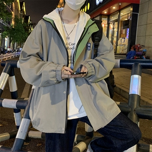 日系复古户外连帽半拉链冲锋衣男美式宽松百搭夹克外套 W5587-P60图片