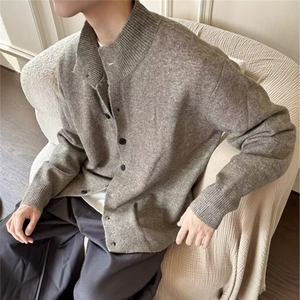 美式复古慵懒风立领针织开衫老钱休闲情侣毛衣外套MY5081-P58图片