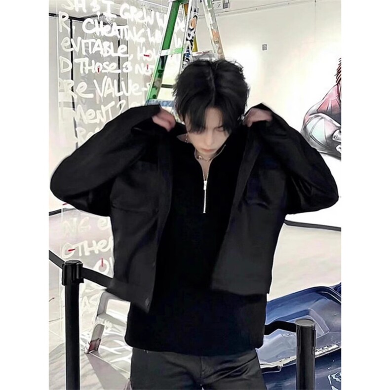 5534-P40新款港风潮流百搭半拉链圆领宽松卫衣,女装卫衣/绒衫,星座617A-2