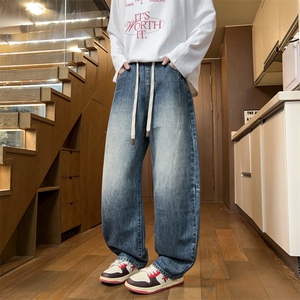 美式渐变牛仔裤男士2026新款流行宽松直筒阔腿裤子J8096-P50图片