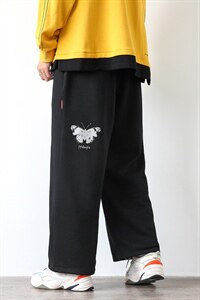 2021秋季新港风白墙日系大码男蝴蝶反光印花直筒休闲卫裤K2071P40图片