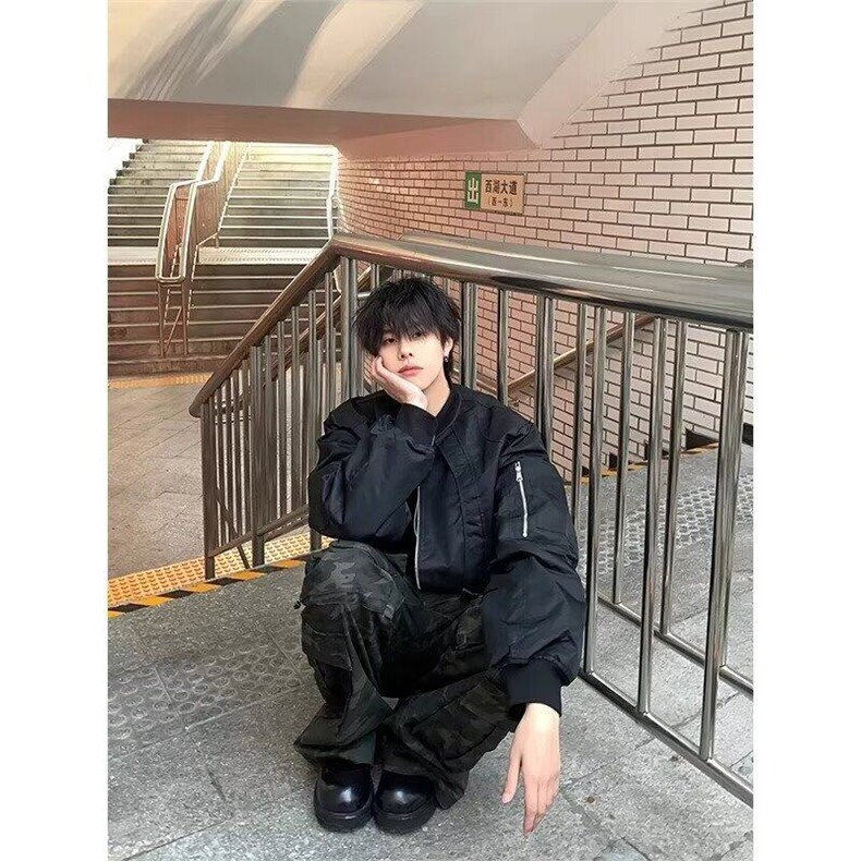 W8032-P68网络图新款高街复古设计感PU皮夹克外套现货,男装夹克,星座1608-2
