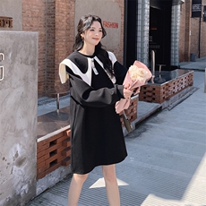 春季新款甜美娃娃领小个子显高卫衣裙，女装连衣裙，秀美人生