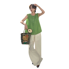 法式挂脖时尚女2025夏季新款设计感度假洋气无袖娃娃衫，女装运动套装，浙宝285（原212）