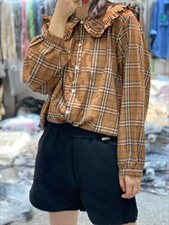 2022秋季新款韩版宽松休闲百搭显瘦格子衬衫，女装衬衫，L·H·X
