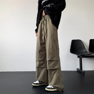 休闲裤男款春季潮流ins痞帅直筒裤潮牌宽松搭扣卷边裤子,羊剪绒大衣明星穿搭图片