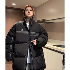 冬装中性美式条纹织带棉服刺绣logo棉衣休闲外套男女G1100P118，男装棉衣，电商A339