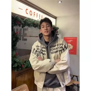 美式高街飞行员黑色夹克外套男女2025新款情侣宽松百搭棒球服上衣图片