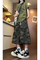 夏季美式复古迷彩阔腿牛仔裤男显瘦七分中裤子-A2017TP35控68，男装牛仔裤，电商B241