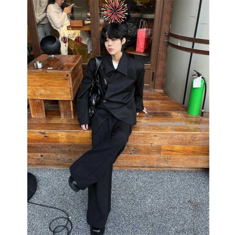 现货自制TWOWUS不对称高级感翻领小西装新中式休闲西服,男装西服,星座910A