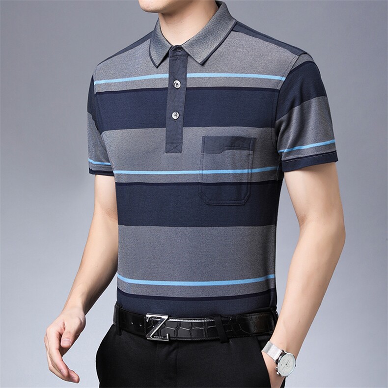 百搭时尚polo男士短袖上衣条纹夏季宽松中年潮流T恤HM1506-P60,男装Polo衫,星座1105-3