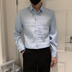 春夏高级感新款提花痞帅男士长袖衬衫男修身上衣CS306-P45，男装衬衫，星座1109-3