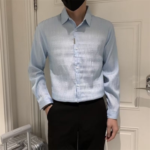 春夏高级感新款提花痞帅男士长袖衬衫男修身上衣CS306-P45图片