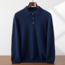 2025年秋季时尚百搭通勤简约男士羊绒衫平面polo领，男装羊绒套衫，蜜暖羊