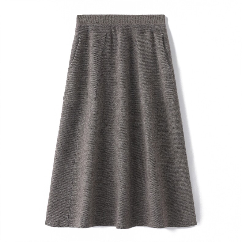 2025年秋季碎玉针半群时尚百搭通勤简约休闲，女装半身裙，锦驼羊绒