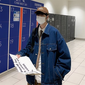 牛仔外套男潮流宽松港风ins痞帅上衣春秋港风复古工装JK8818/P58图片