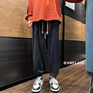 现货百搭直筒裤男款2026夏季新款休闲宽松阔腿裤束脚卫裤抽绳图片