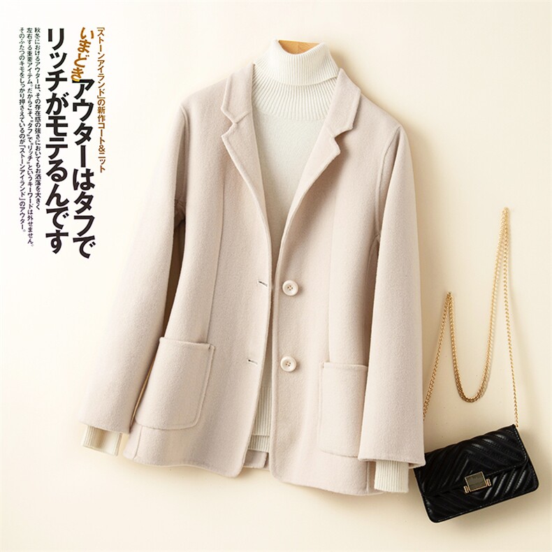 时尚百搭女士西装外套秋冬新款韩版修身显瘦纯色外搭气质优雅，女装西装，蓝雨羊绒