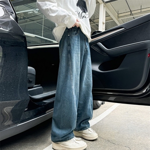 611-3BK43P60复古蓝3阔腿裤男女牛仔裤