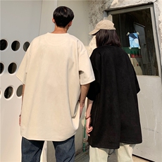 情侣装2026夏季新款美式高街印花麂皮绒宽松短袖T恤半袖D276P38，男装T恤，电商A335-1（原A458）