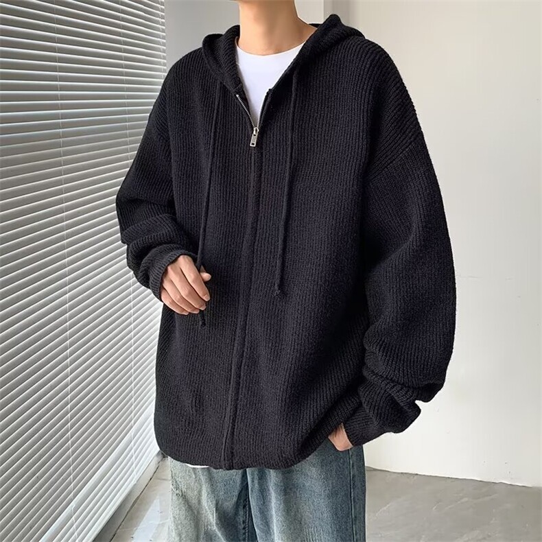 美式复古开衫毛衣外套男秋冬季潮牌慵懒风百搭拉链线衣,男装针织衫/毛衣,星座410-7