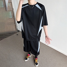短袖套装男士夏季百搭薄款夏天运动短裤男装宽松痞帅休闲t恤一套，男装休闲套装，星座1206（原A206）