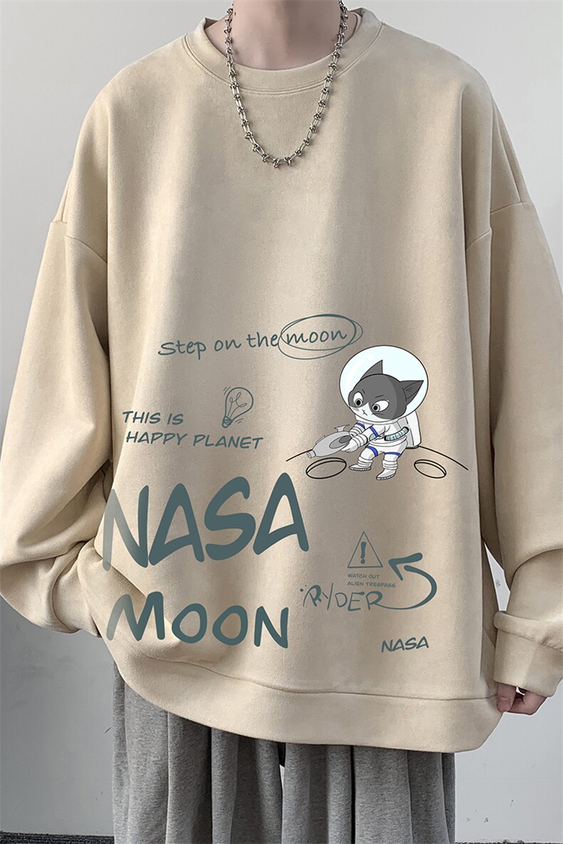 NASA联名同款麂皮绒卫衣男大码重磅长袖t恤男JW81187-P35,男装卫衣,电商A040