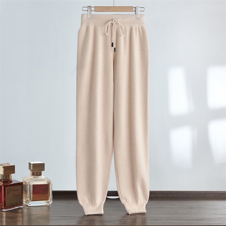 精选推荐~软糯山羊绒女士四平束脚宽松休闲运动裤加厚外穿针织裤，女装休闲裤，达齐羊绒