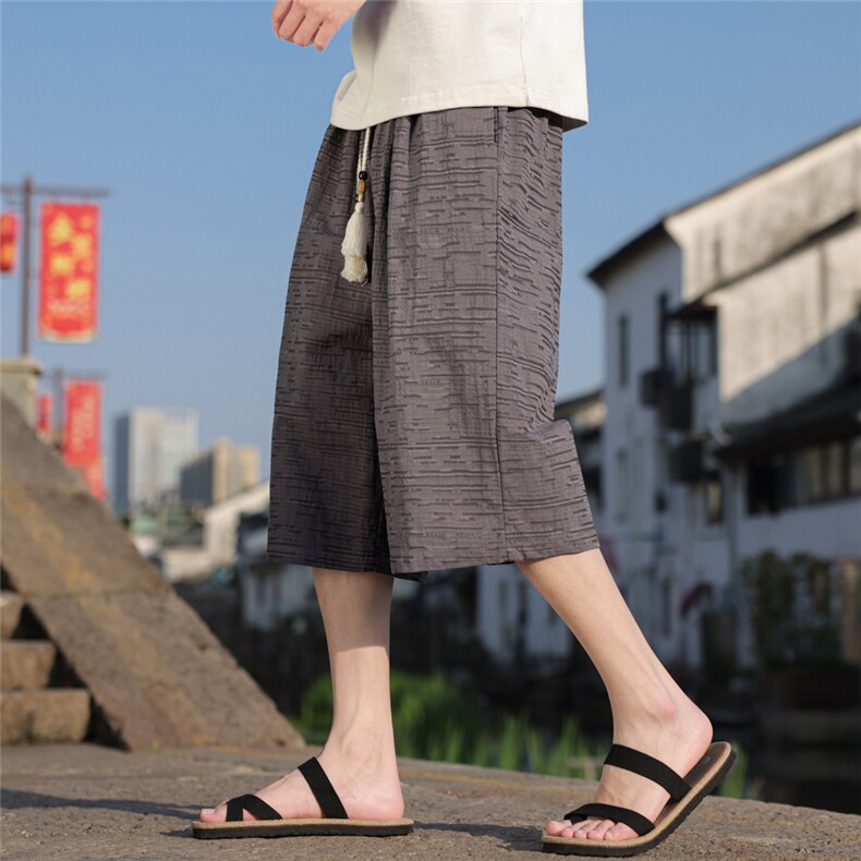 夏季风男装棉麻七分裤直筒超宽松休闲中裤A266-1-KZ880-P56图片