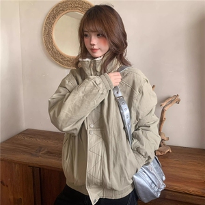 Amoeba美式复古原创立领座山雕工装夹克冬季男女宽松加厚棉服外套图片